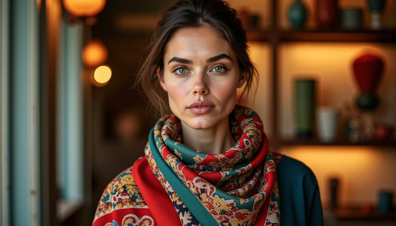 Foulard en soie d'artisan, savoir-faire et motifs travaillés