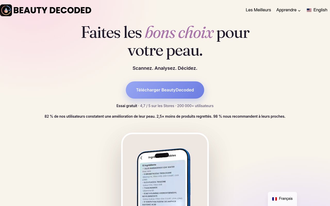 Aperçu du site Beauty Decoded