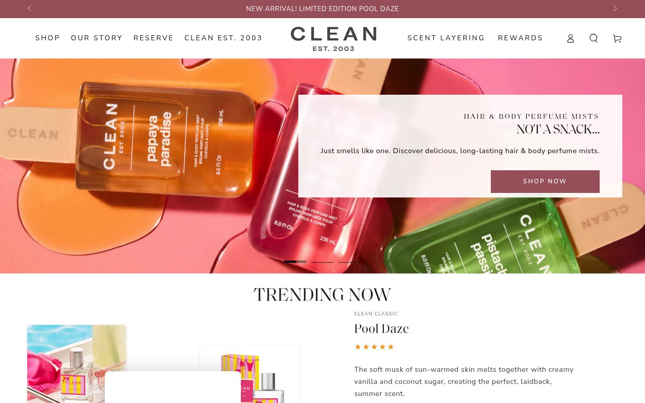 Aperçu du site Clean Beauty