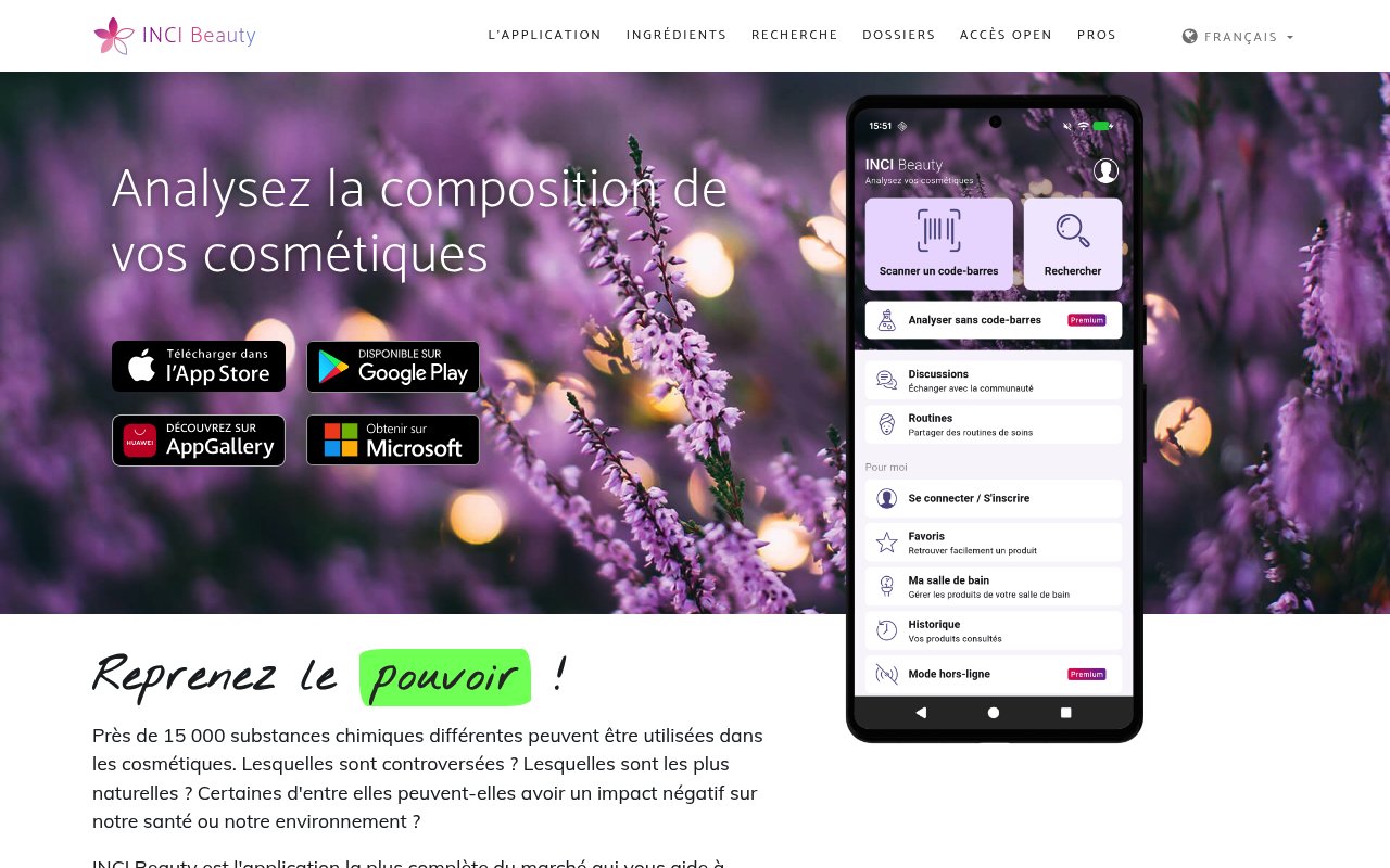 Aperçu du site INCI Beauty
