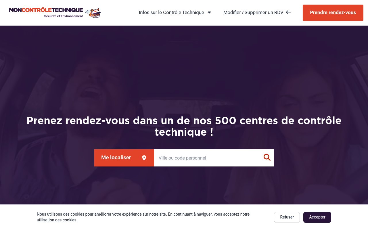 Aperçu du site Mon Contrôle Technique