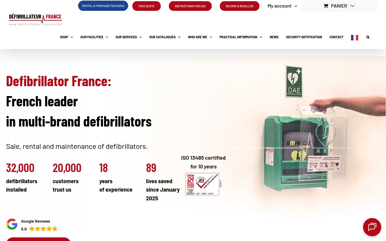 Apercu du site Defibrillateur France