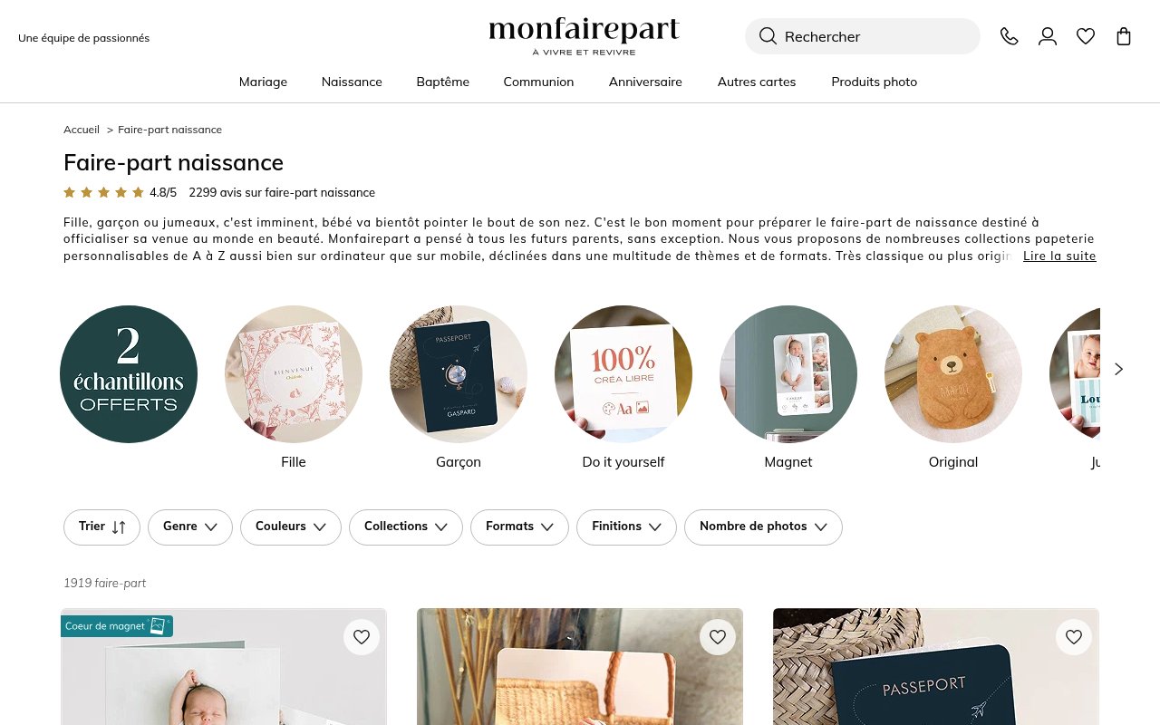Apercu du site Mon Faire Part