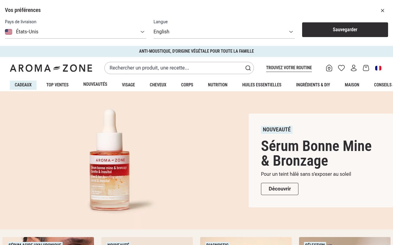 Apercu du site Aroma-Zone