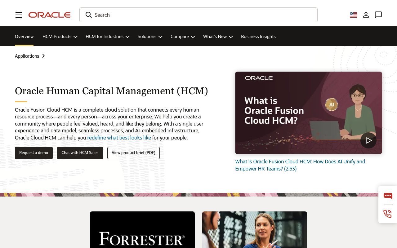 Aperçu du site Oracle HCM Cloud