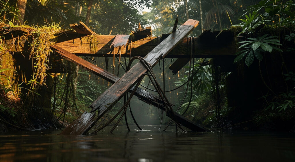 Guyane : le 3REI détruit un pont clandestin d'orpailleurs sur la rivière Alikéné à Camopi