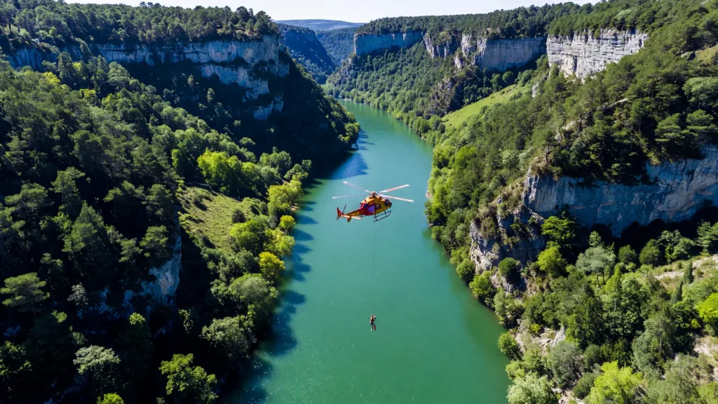 Haute-Loire : un rafteur blessé secouru par hélicoptère dans les gorges de l'Allier
