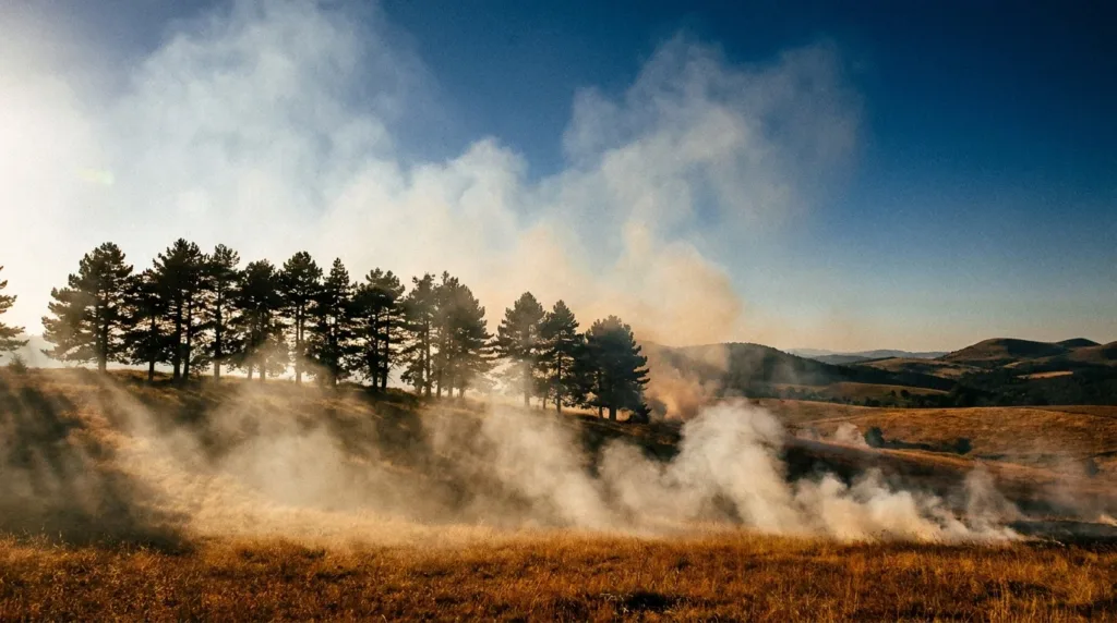 Incendie à Prompsat (63) : un hectare de pré brûle, un agriculteur sort avec la barbe roussie