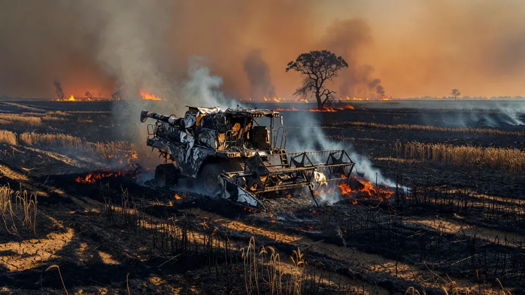 Incendie agricole à Saint-Vincent-de-Lespinasse : une moissonneuse détruite, un hectare de blé carbonisé