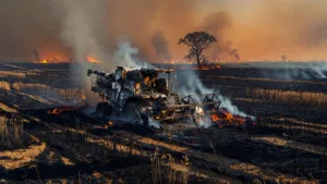 Incendie agricole à Saint-Vincent-de-Lespinasse : une moissonneuse détruite, un hectare de blé carbonisé
