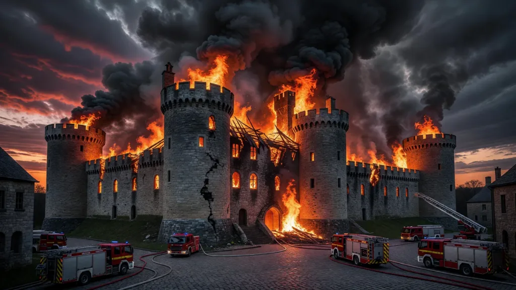 Incendie au château de Divonne-les-Bains : 74 pompiers français et suisses mobilisés