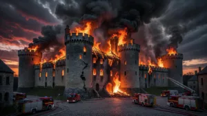Incendie au château de Divonne-les-Bains : 74 pompiers français et suisses mobilisés
