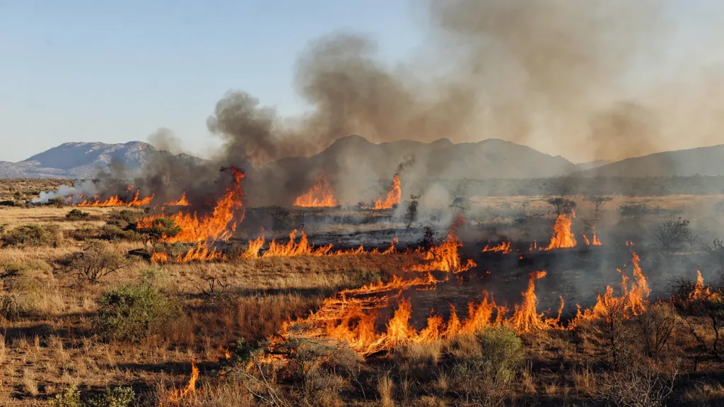 Incendie de savane au Cap Lahoussaye : 30 pompiers mobilisés, stock de munitions menacé