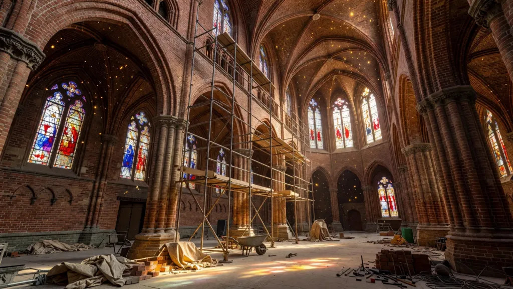 La Châtaigneraie : début des travaux de consolidation des voûtes de l'église Saint-Jean-Baptiste