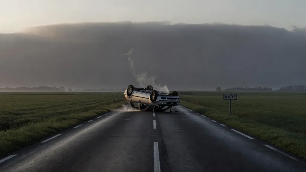 Laigneville : une voiture sur le toit après une collision sur la D1016, les secours mobilisés