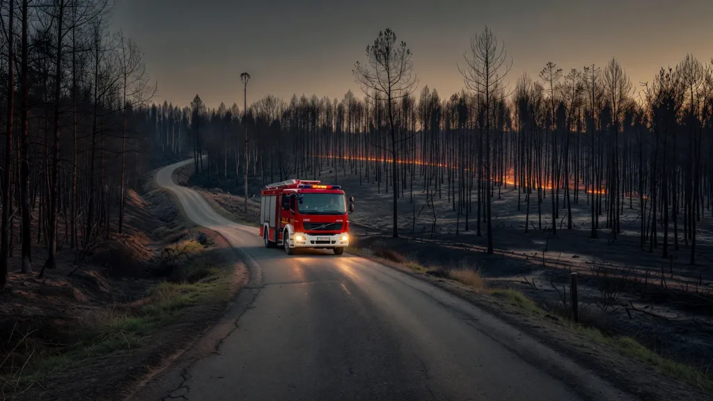 Les 21 pompiers de la Manche de retour après quatre jours de renfort feux de forêt en Maine-et-Loire