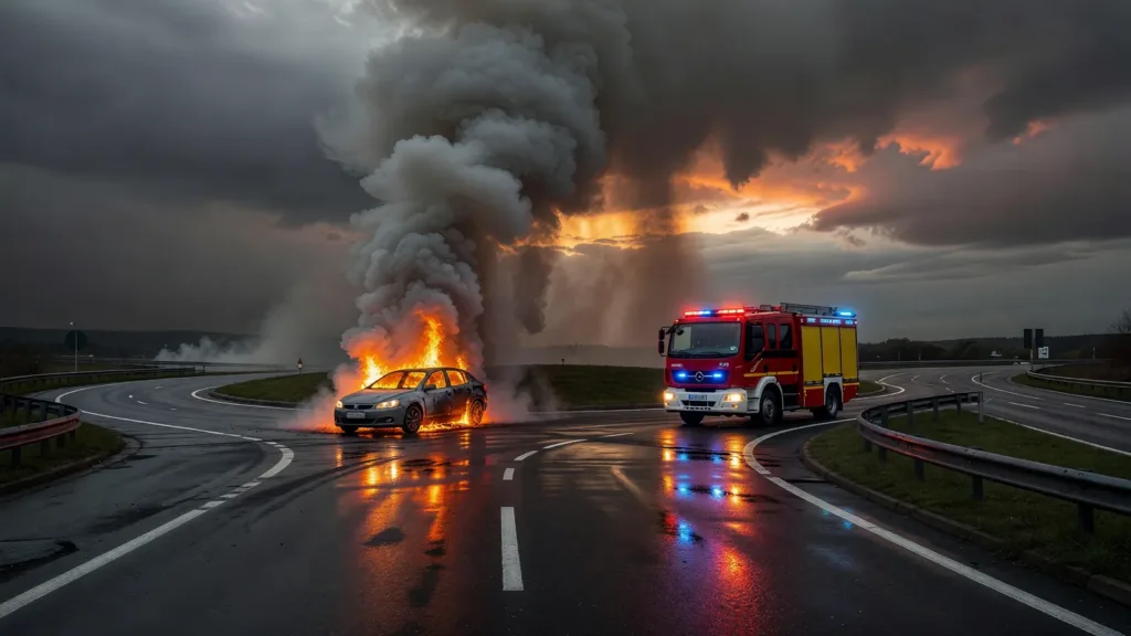 Limoges : un véhicule prend feu sur l'A20 à Grossereix, circulation perturbée