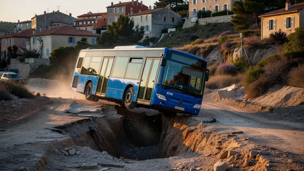 Marseille : un bus RTM finit dans un fossé après un malaise cardiaque du conducteur