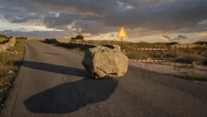 Millau : un rocher s&rsquo;écrase sur la RD 809 en direction de La Cavalerie