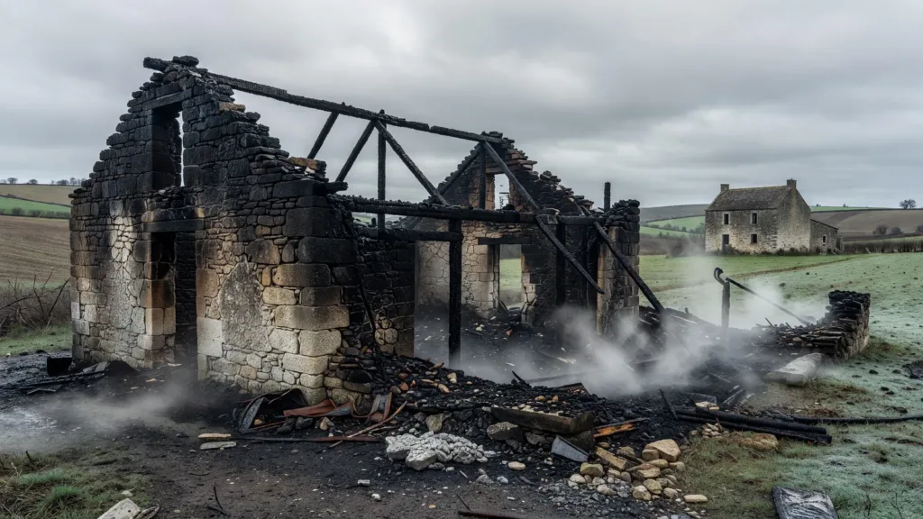 Mourioux-Vieilleville : un corps de ferme ravagé par les flammes, intervention toute la nuit