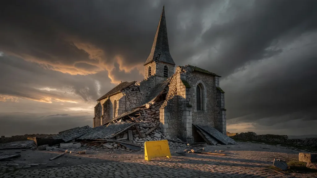 Oise : le clocher de l'église de Tricot arraché par des rafales de vent extrêmes lors des orages