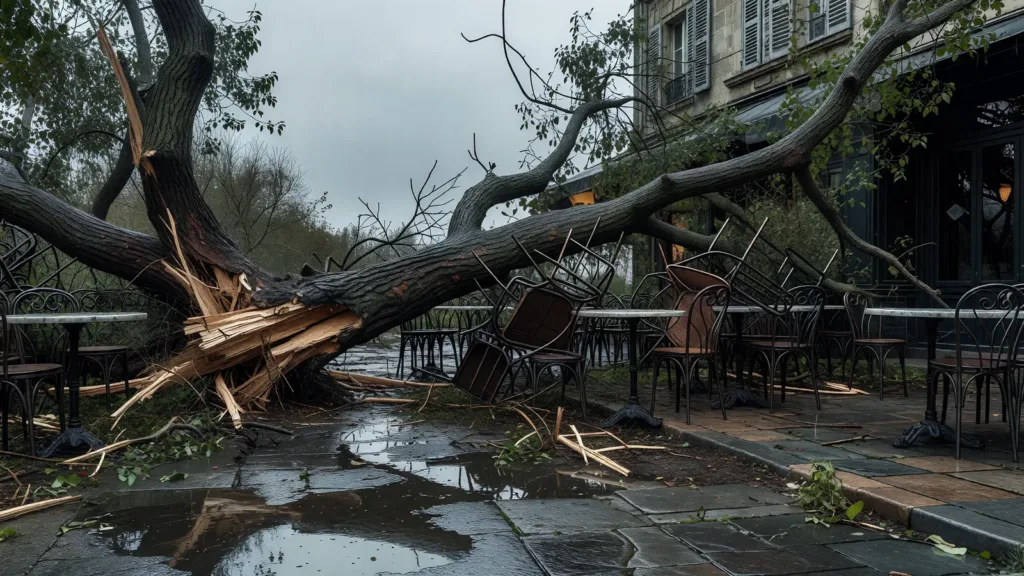 Orages à Douai : arbres tombés sur terrasses et voitures, interventions des pompiers