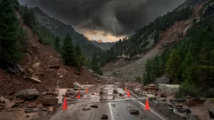 Orages en vallée d&rsquo;Aspe : éboulement sur la RN134 à Accous, circulation rétablie en alternat