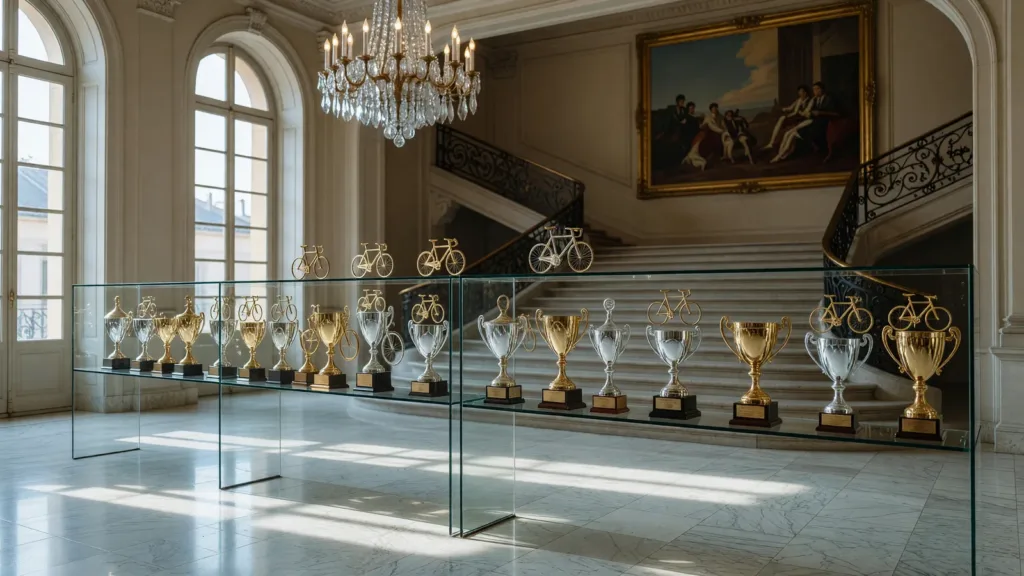 Perpignan : inauguration des 500 trophées du cycliste Henri Bourrat à l'Hôtel de Ville