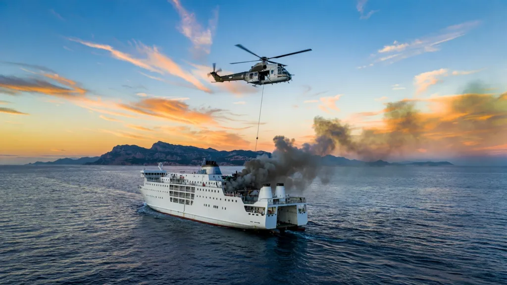 Pompiers corses hélitreuillés sur un ferry en feu au large de Senetosa : aucun blessé