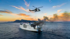 Pompiers corses hélitreuillés sur un ferry en feu au large de Senetosa : aucun blessé