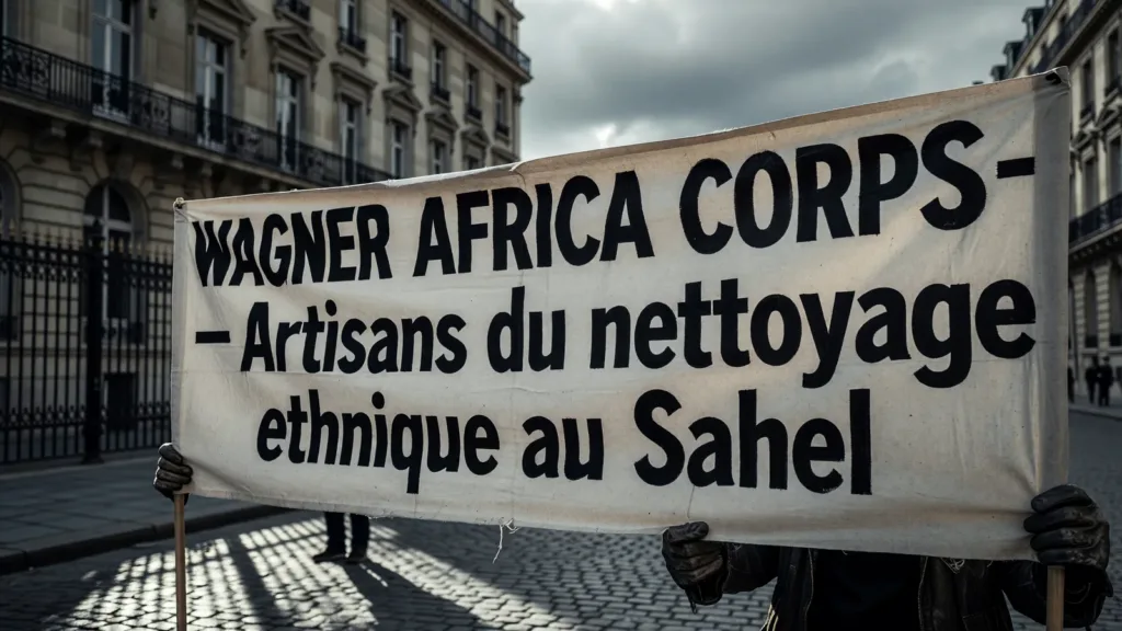 Rassemblement à Paris devant l'ambassade de Russie contre les massacres au Sahel et en Azawad