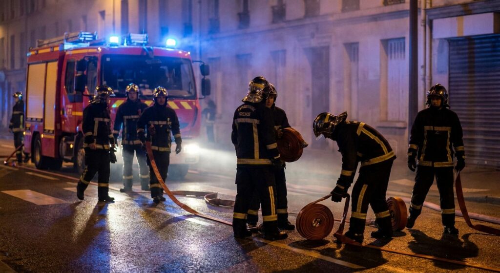 Sapeurs-pompiers en intervention de nuit sur un incendie (photo d'illustration)