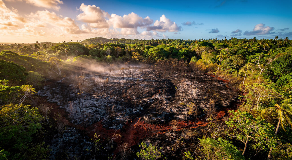 Sainte-Anne : 2 hectares de broussailles partis en fumée aux Cinq-Étangs après un feu de boucan