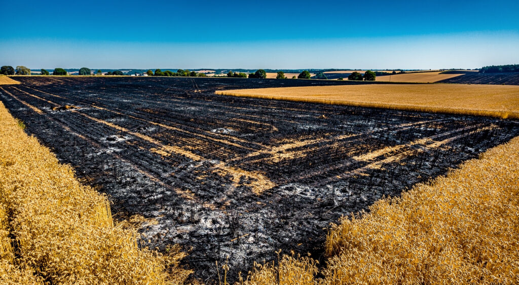 Sainte-Soulle : une moissonneuse-batteuse en feu, quatre hectares de culture détruits