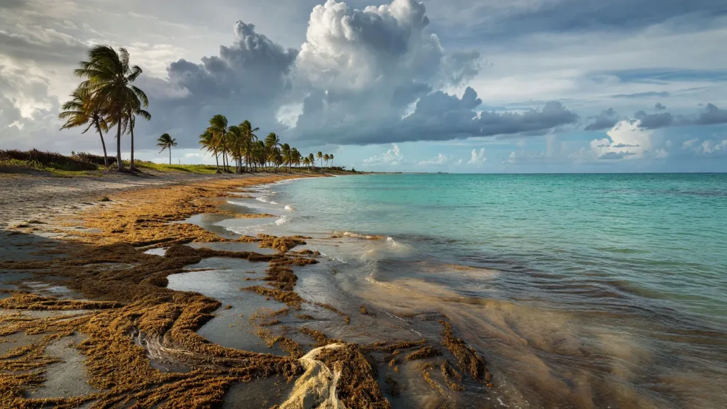 Sargasses à Sainte-Anne : une nouvelle invasion massive étouffe la plage de la Caravelle