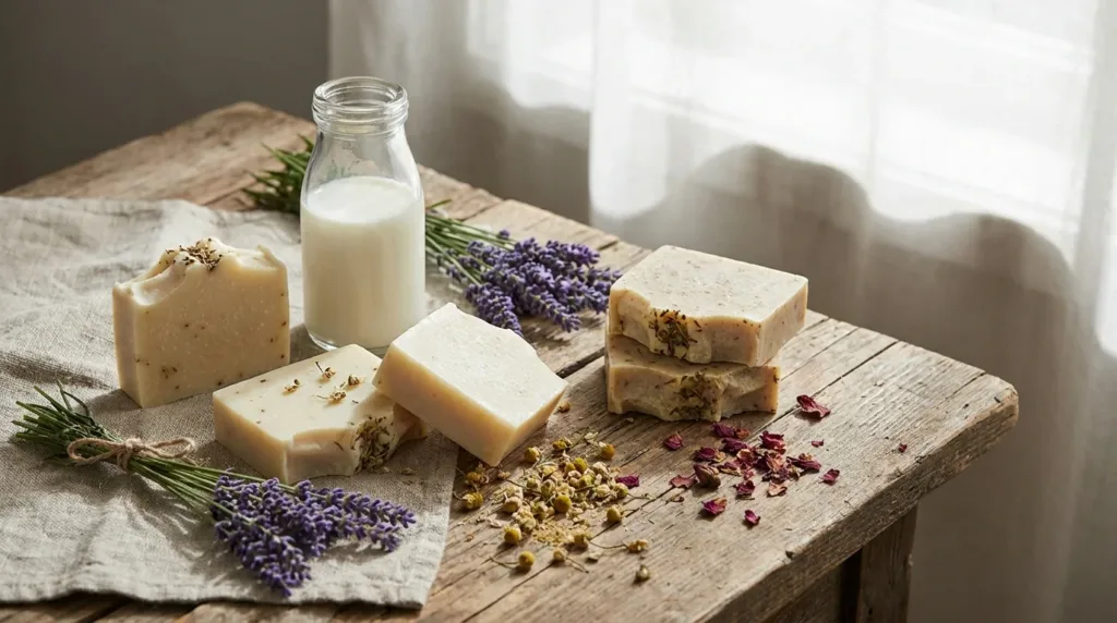 Savons artisanaux au lait d'ânesse avec lavande