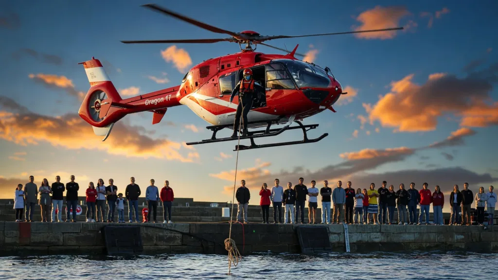 Semaine du nautisme à La Rochelle : démonstration spectaculaire d'hélitreuillage de Dragon 17