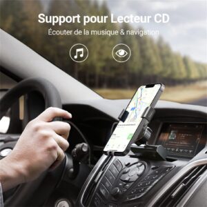 Support téléphone voiture fente CD en aluminium