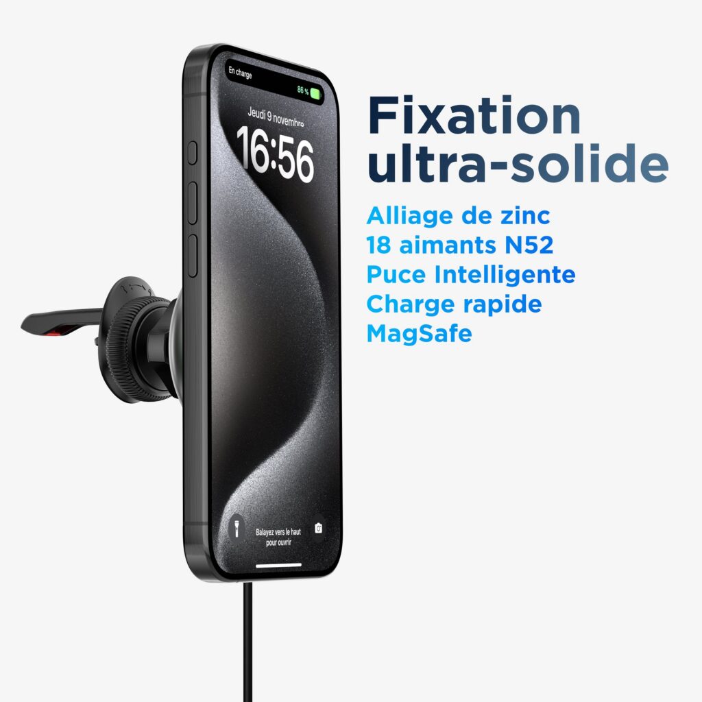 Support téléphone voiture MagSafe 2en1 pare-brise ventilation