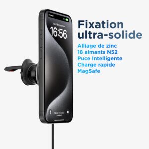 Support téléphone voiture MagSafe 2en1 pare-brise ventilation