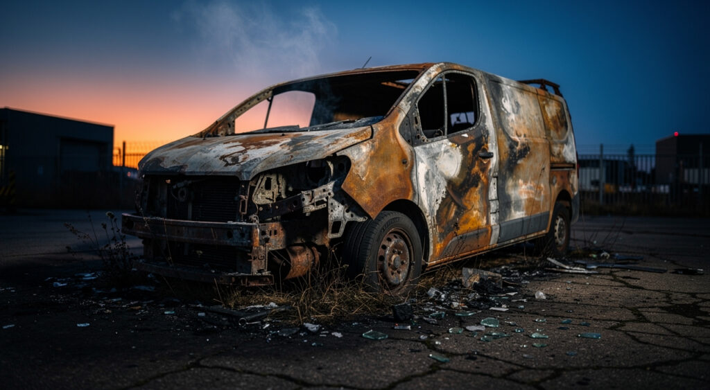 Toulouse : un utilitaire en feu menace un garage dans la zone de Thibaud