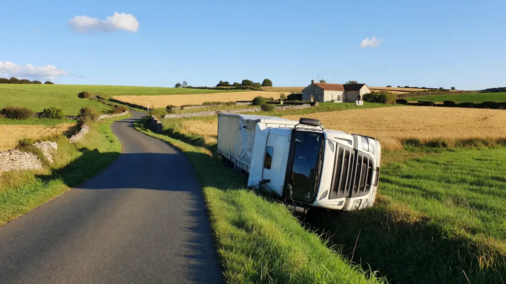 Vendée : un chauffeur routier en urgence absolue après une sortie de route à Rives-d'Autise