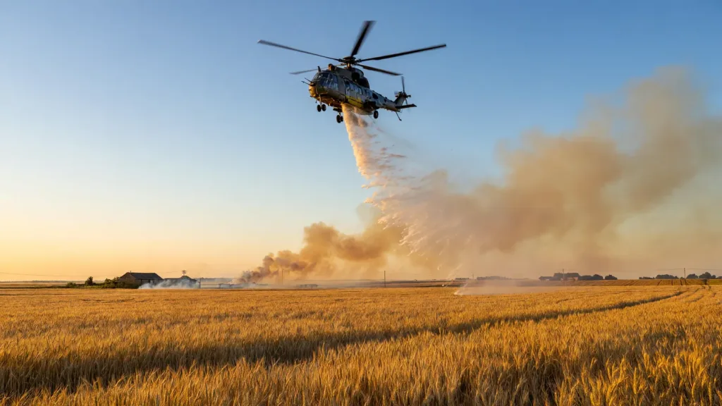 Vienne : première intervention d’un hélicoptère Puma et d’un avion Milan contre un incendie à Magné