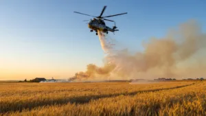 Vienne : première intervention d’un hélicoptère Puma et d’un avion Milan contre un incendie à Magné