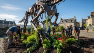 Villers-sur-Mer : le dinosaure végétal retrouve sa verdure avant l&rsquo;inauguration du 20 juin