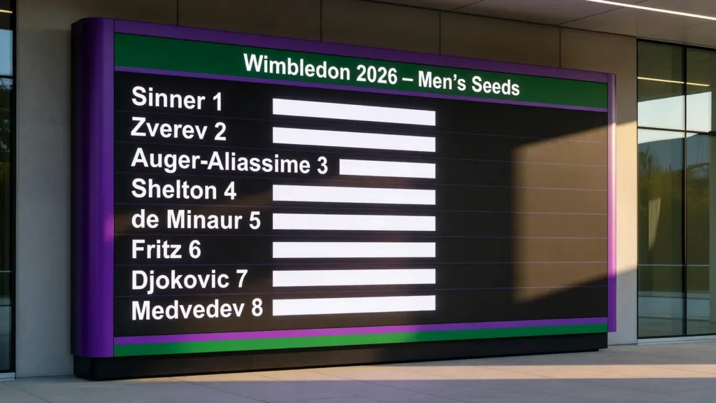 Wimbledon 2026 : Sinner tête de série n°1, Zverev n°2, Djokovic relégué en 7e position