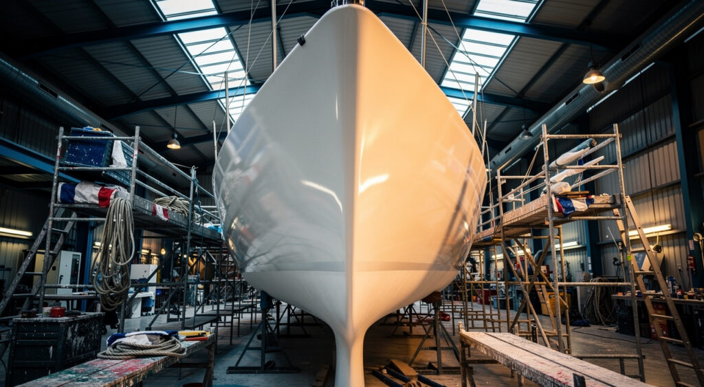 Yaël Braun-Pivet en visite chez Beneteau à Saint-Gilles-Croix-de-Vie