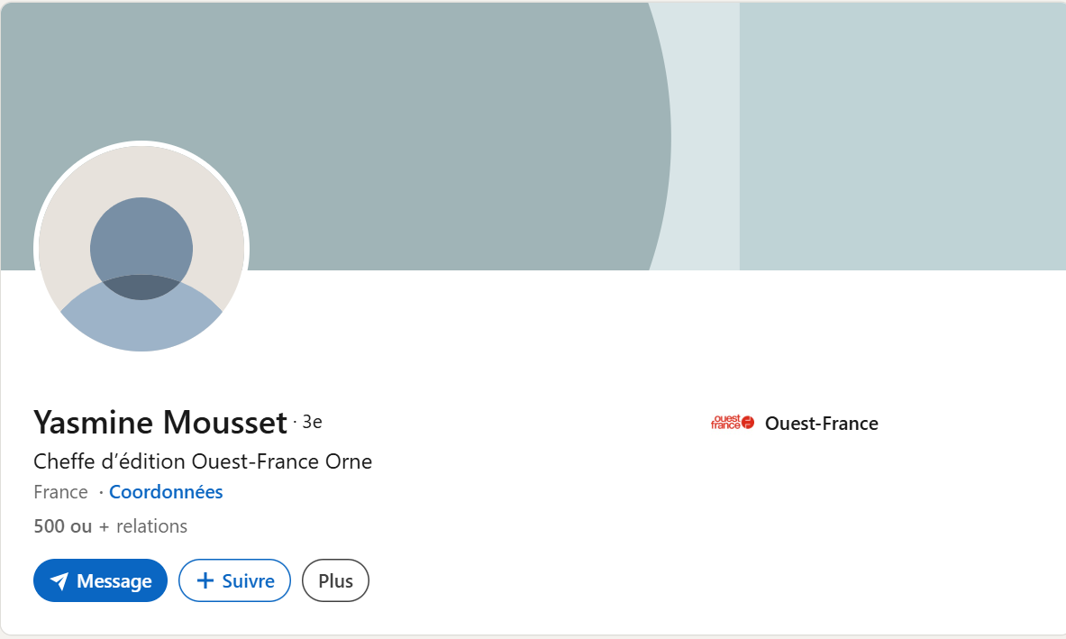 Profil LinkedIn de Yasmine Mousset, cheffe d'édition Ouest-France Orne