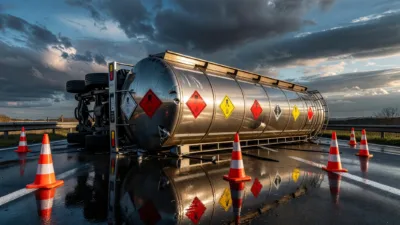 A35 coupée à Battenheim : un camion d'acide nitrique renversé paralyse le trafic