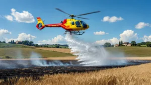 Allier : 20 hectares de récolte détruits par un incendie à Noyant-d’Allier, l’hélicoptère Morane 03 mobilisé